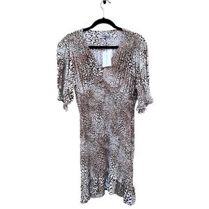 Faithfull The Brand Margherita Signe Animal Print Ruched Mini Dress NWT Medium